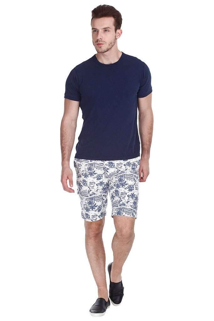 Printed Enzyme Washed Hawaiian Shorts