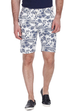 Printed Enzyme Washed Hawaiian Shorts