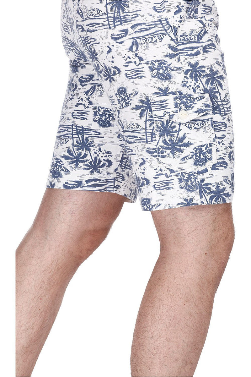 Printed Enzyme Washed Hawaiian Shorts