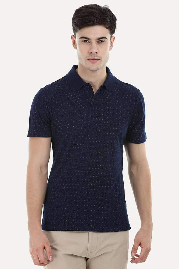 Printed Indigo Polo T-Shirt