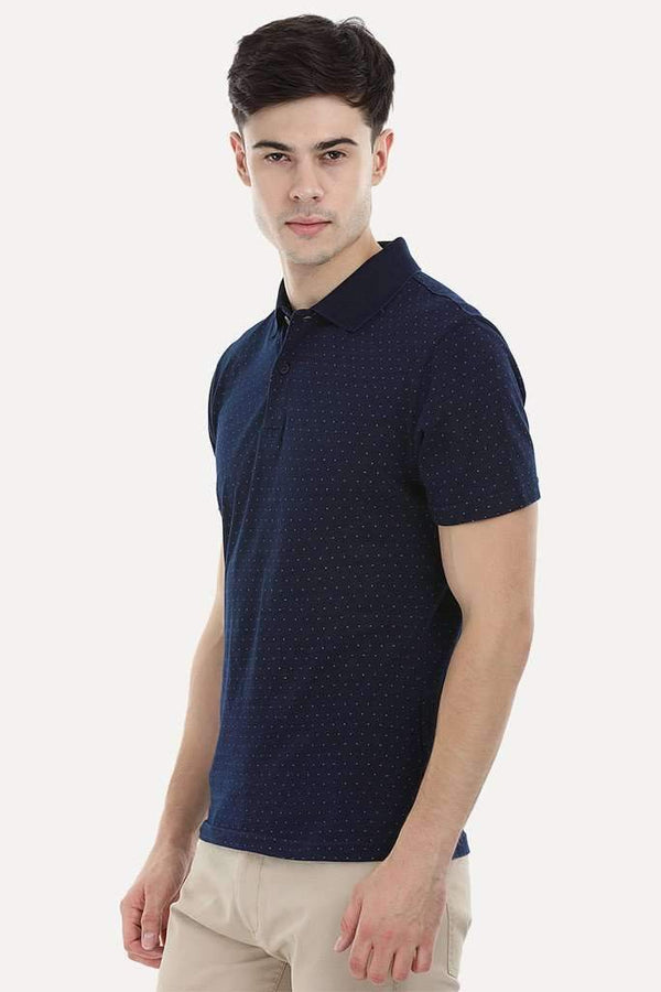 Printed Indigo Polo T-Shirt