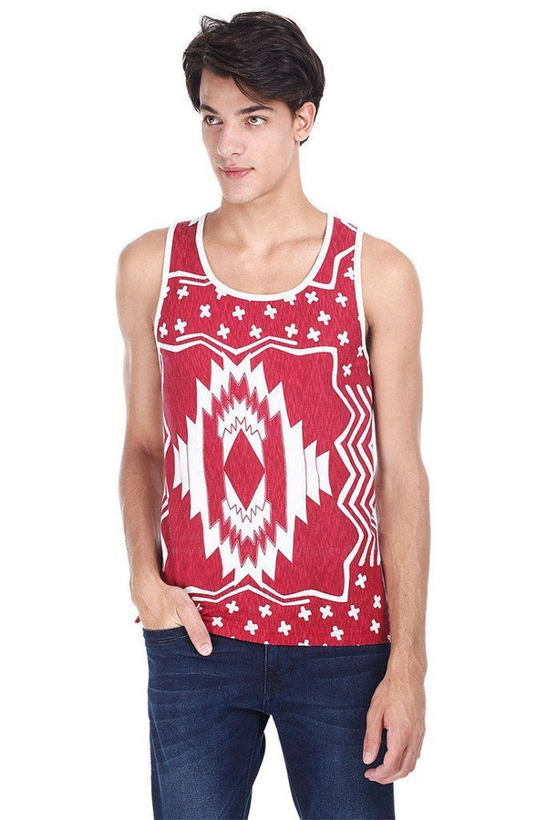 Printed Jacquard Knit Super Combed Tank