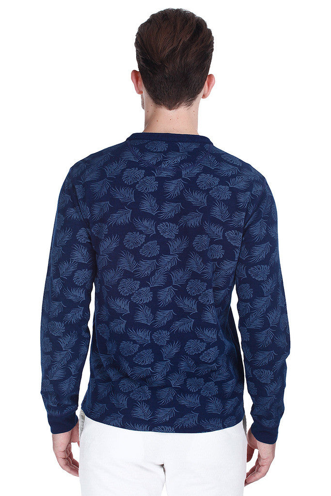 Printed Pique Indigo Crewneck Tee