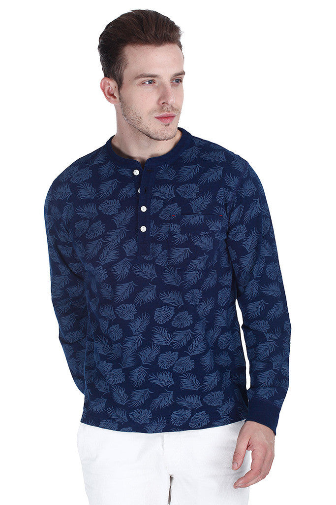 Printed Pique Indigo Crewneck Tee