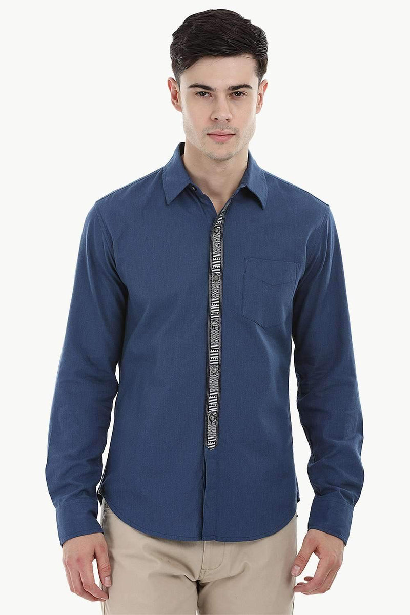Designed Placket Oxford Shirt