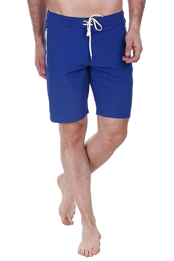 Solid Nylon Swim Shorts With White Zipper