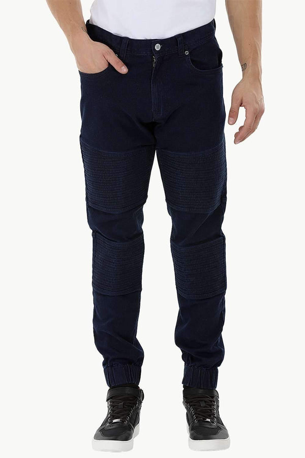 Quilted Patch Indigo Denim Cuff Joggers