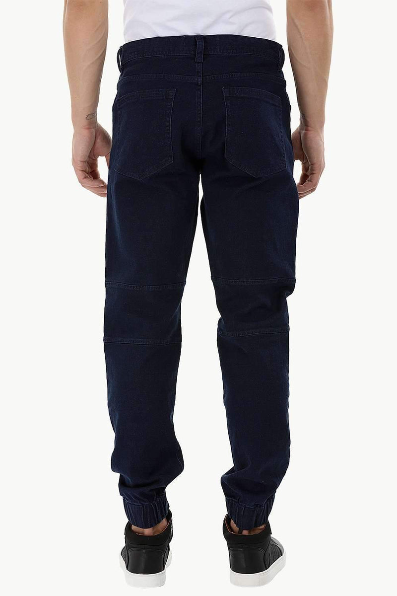 Quilted Patch Indigo Denim Cuff Joggers