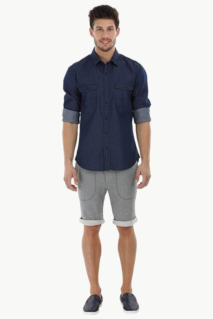 Quilted Patch Denim Shirt