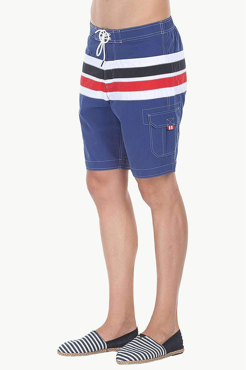 Multiple Stripe Nylon Quick-Dry Board Shorts