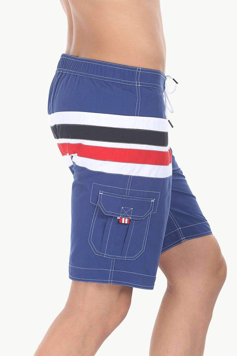 Multiple Stripe Nylon Quick-Dry Board Shorts