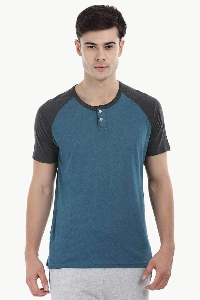 Raglan Contrast Henley T-Shirt