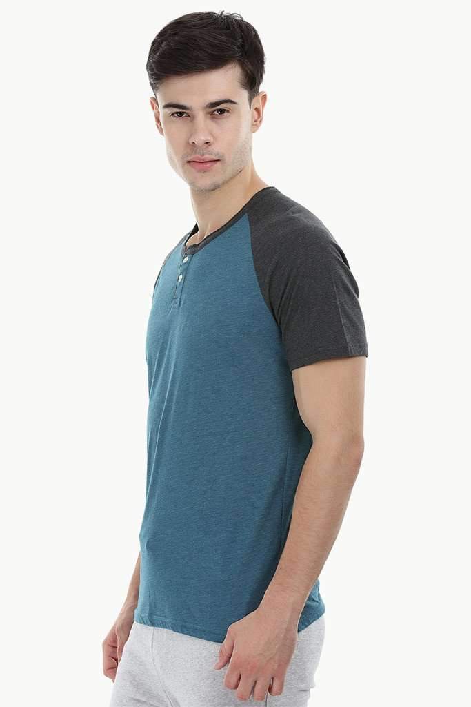 Raglan Contrast Henley T-Shirt