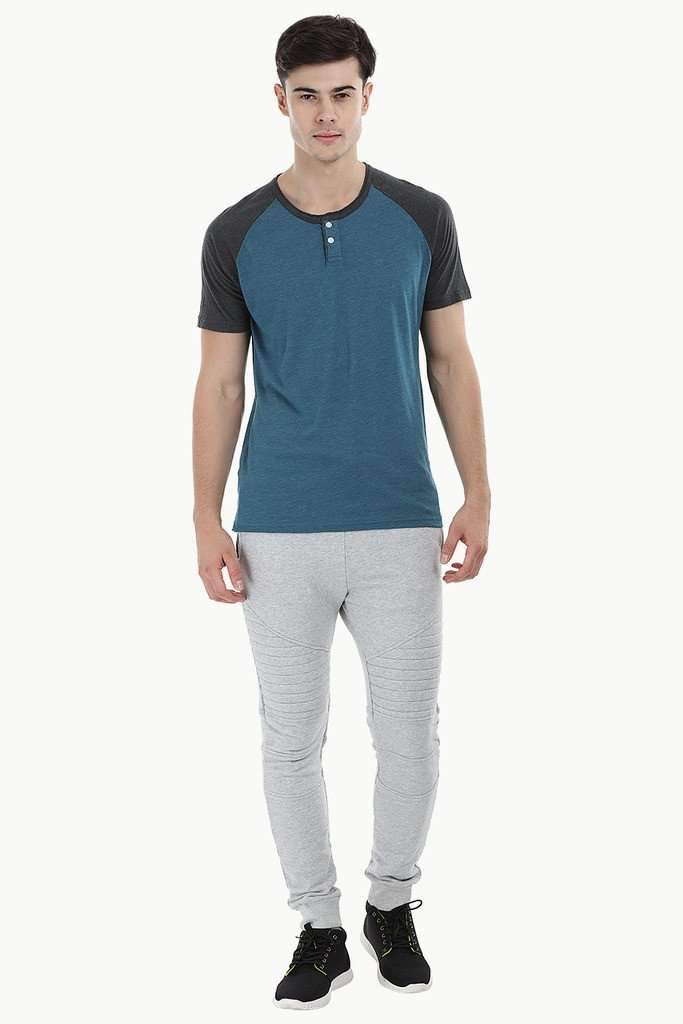 Raglan Contrast Henley T-Shirt