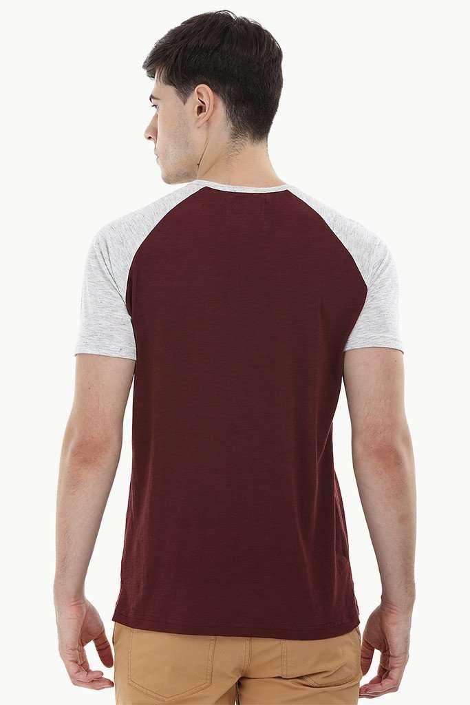 Raglan Contrast Henley T-Shirt