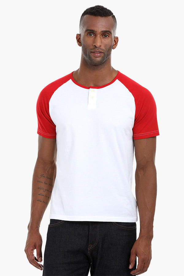Raglan Henley Cotton T-Shirt