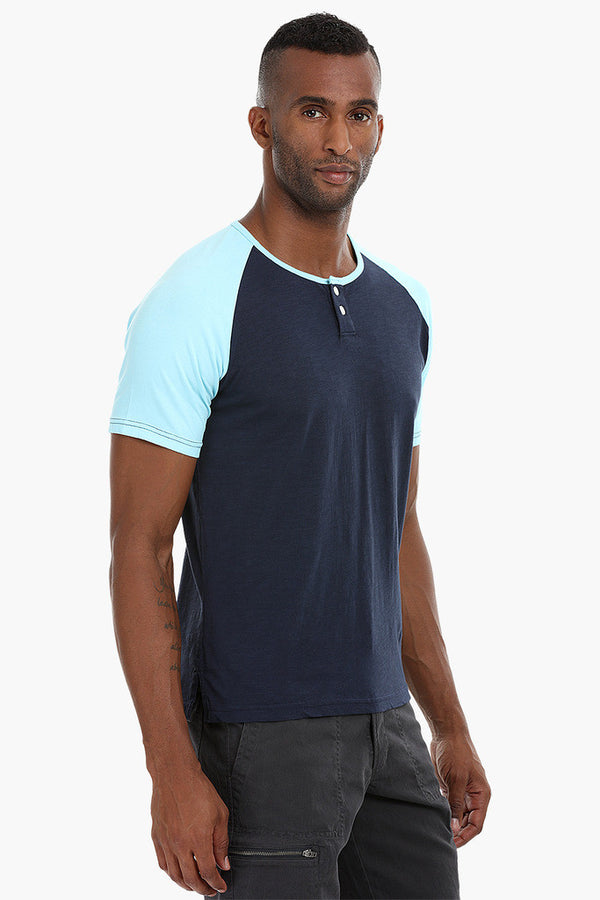 Raglan Henley Cotton T-Shirt