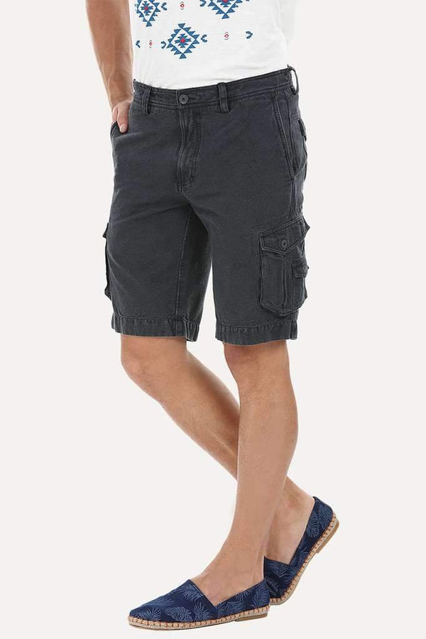 Relaxed Fit Garment Dyed Washed Cargo Shorts