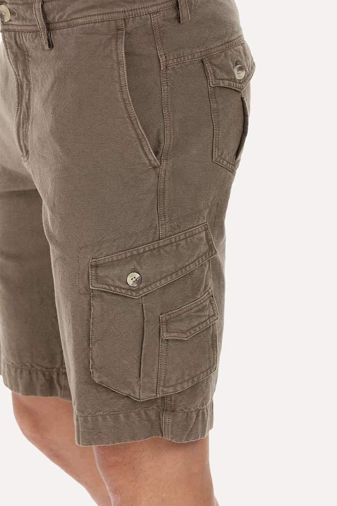 Relaxed Fit Garment Dyed Washed Cargo Shorts