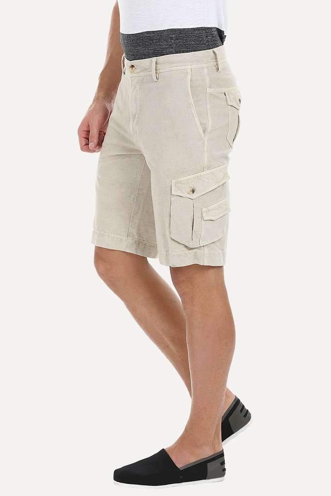 Relaxed Fit Garment Dyed Washed Cargo Shorts