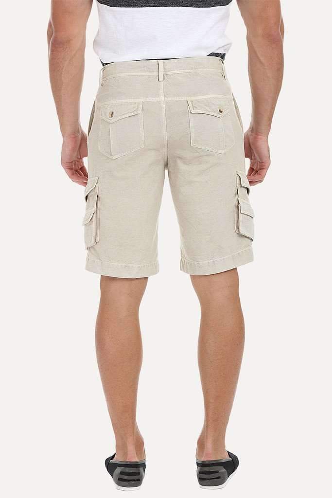 Relaxed Fit Garment Dyed Washed Cargo Shorts