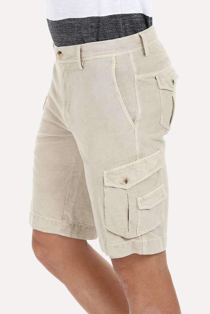 Relaxed Fit Garment Dyed Washed Cargo Shorts