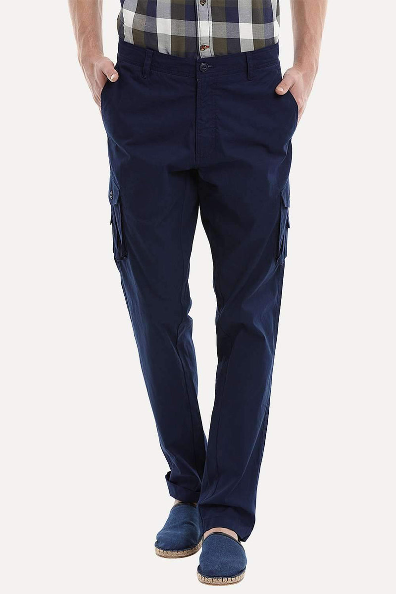 Royal Blue Relaxed Fit Washed Cargo