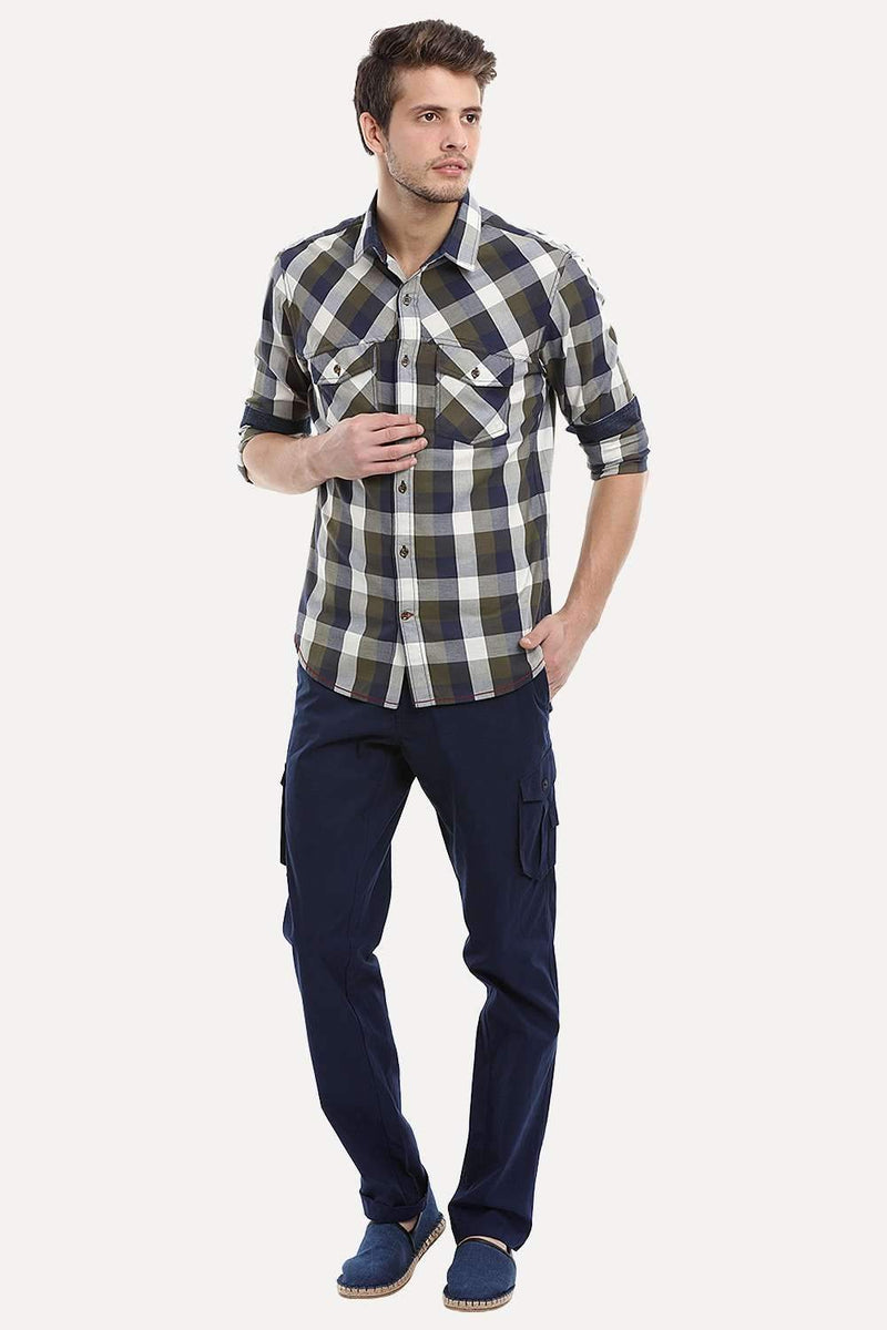 Royal Blue Relaxed Fit Washed Cargo