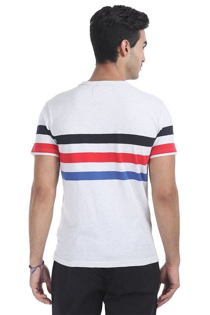 Round Neck Stripe Soft Knit T Shirt
