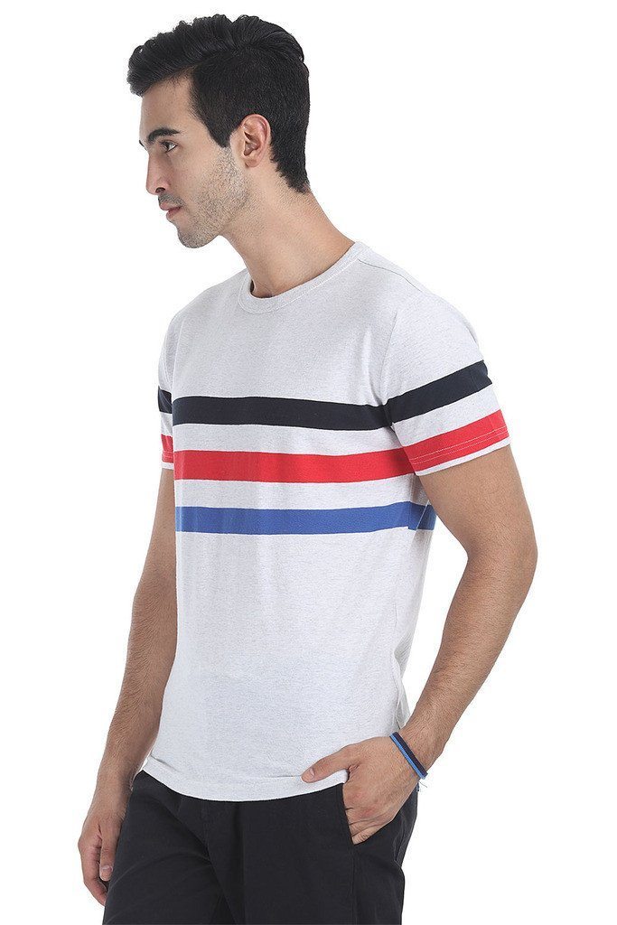 Round Neck Stripe Soft Knit T Shirt