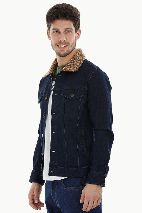 Sherpa Collar Indigo Denim Jacket