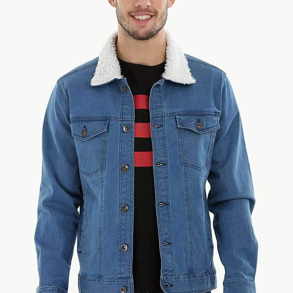 Sherpa Collar Indigo Denim Jacket brinell