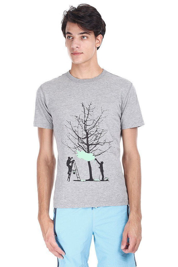 Short Sleeve Heather Grey Print Tee