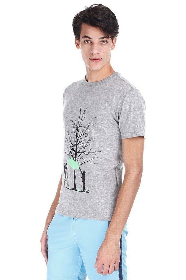 Short Sleeve Heather Grey Print Tee