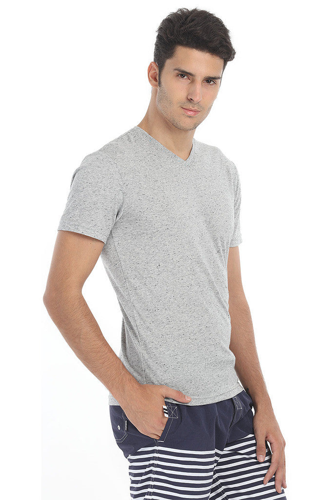 Short Sleeve Soft Heather V Neck Tee