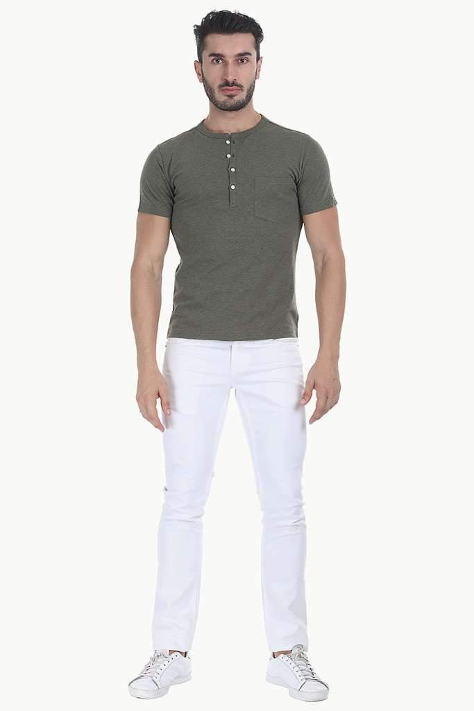 Short Sleeve Solid Henley