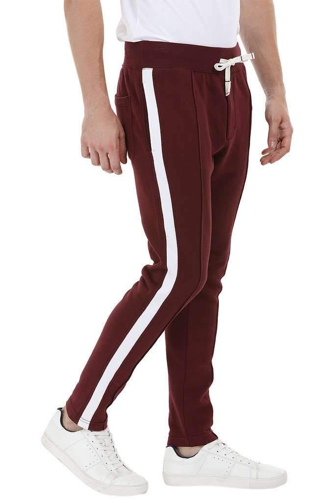 Side Colorblock Maroon Sweatpants