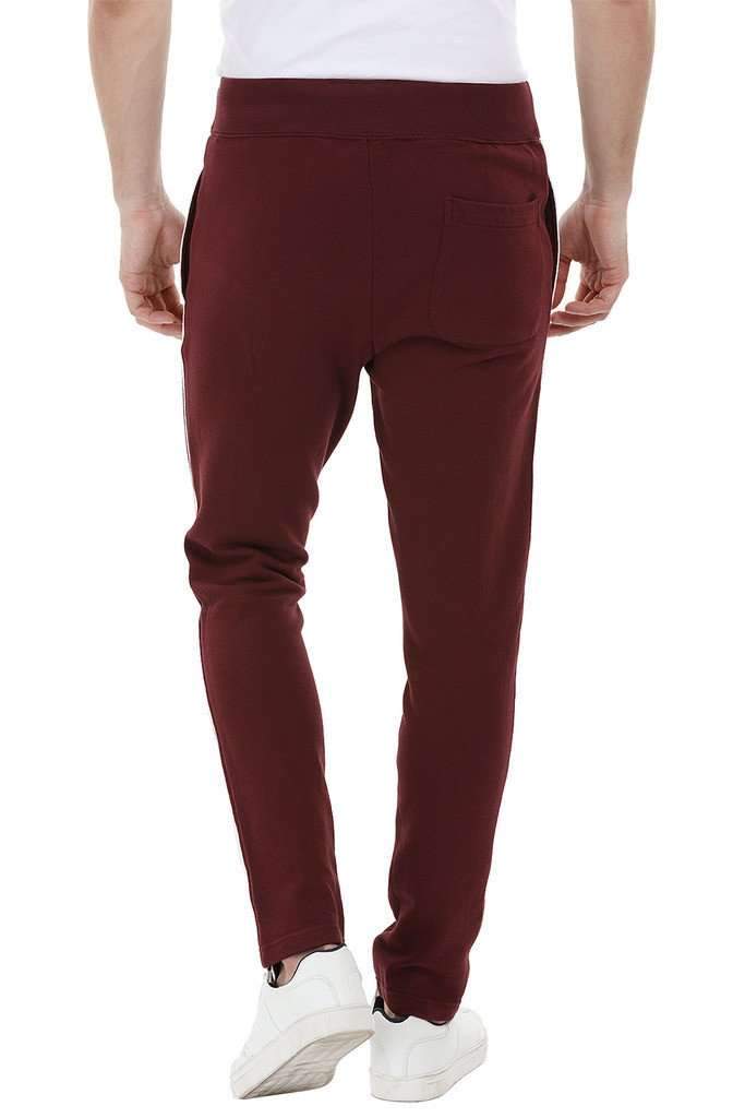 Side Colorblock Maroon Sweatpants