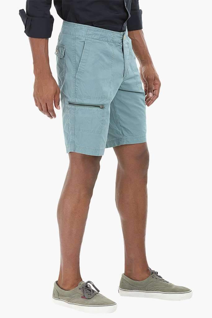 Side Zipper Cotton Shorts