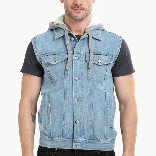 Denim State Men's Stylish Sleeveless Zipper Hoodie