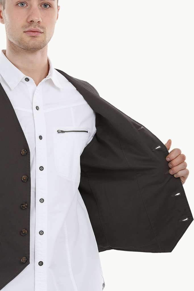 Sleeveless Lapel Slate Grey Jacket