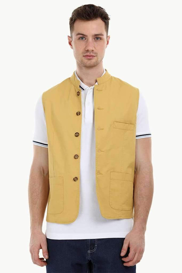 Sleeveless Nehru Mustard Jacket