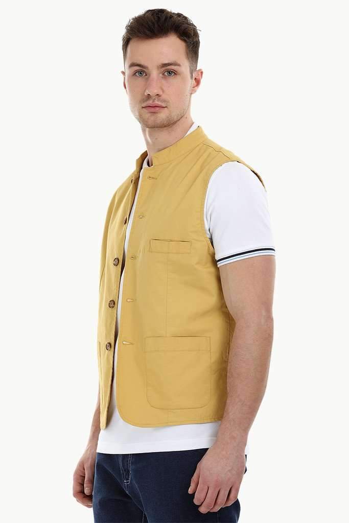 Sleeveless Nehru Mustard Jacket
