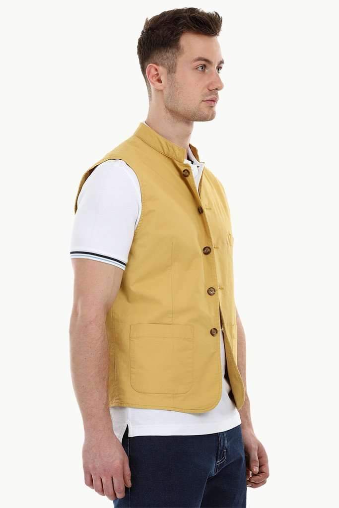 Sleeveless Nehru Mustard Jacket
