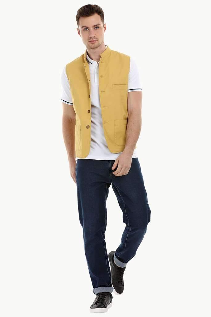 Sleeveless Nehru Mustard Jacket