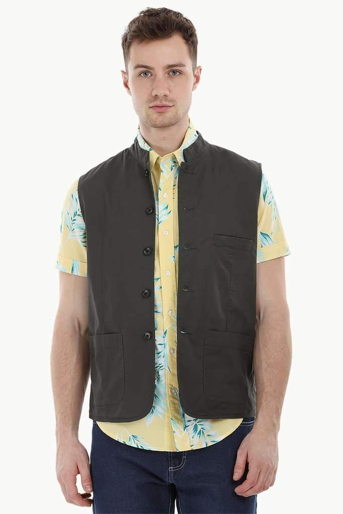Sleeveless Nehru Slate Grey Jacket