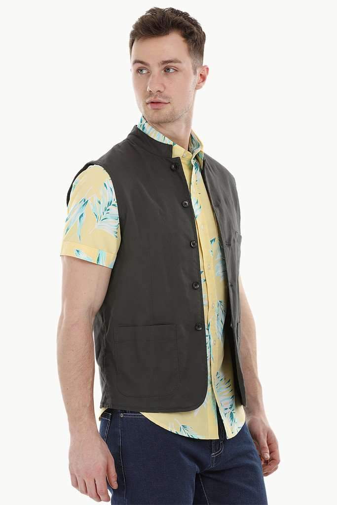 Sleeveless Nehru Slate Grey Jacket