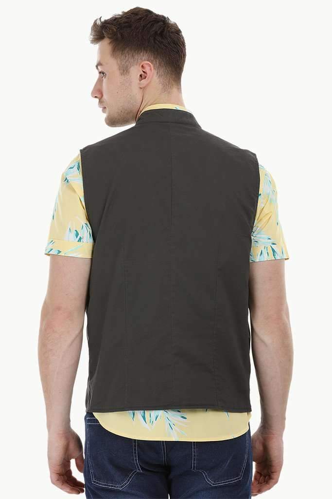 Sleeveless Nehru Slate Grey Jacket