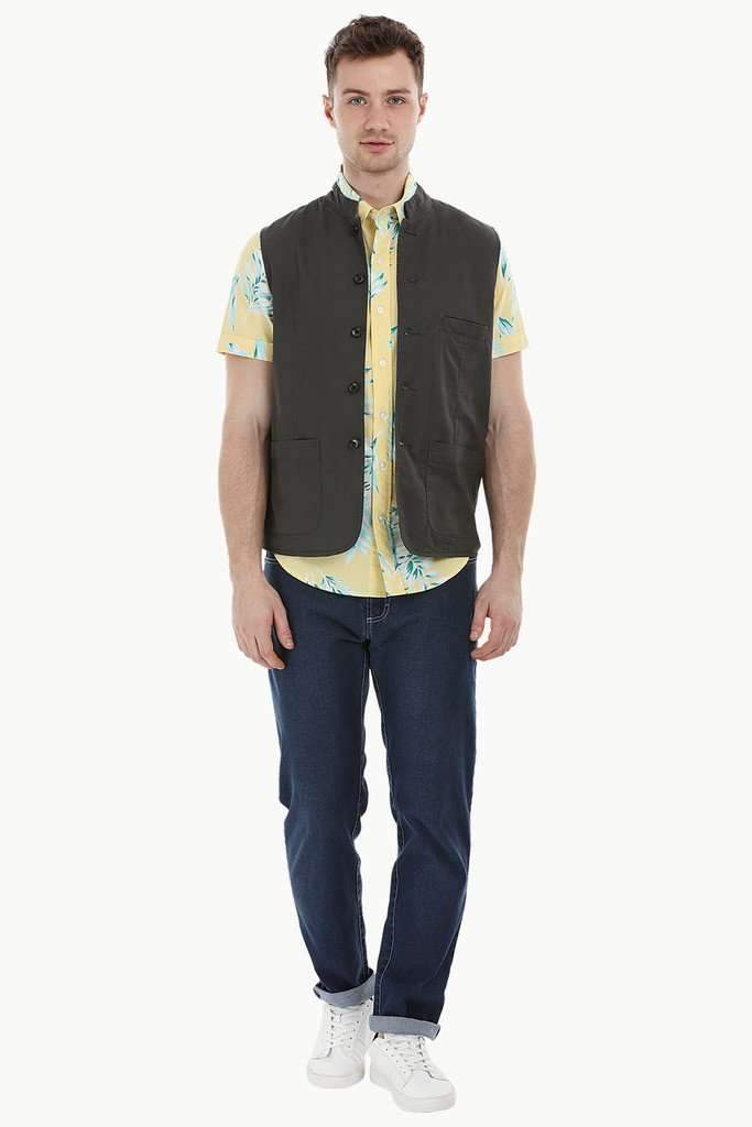 Sleeveless Nehru Slate Grey Jacket