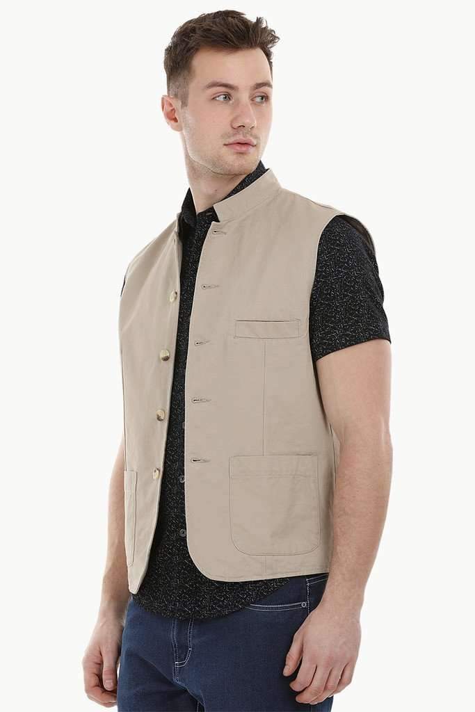 Sleeveless Nehru Stone Jacket
